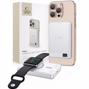 Внешний аккумулятор Tech-Protect PB33 LifeMag MagSafe 5000mAh - серебряный