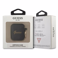 Guess GUA2SSSK AirPods apvalks melns/melns Silikons Vintage Script