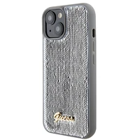 Guess Sequin Script Metal viedtālruņa apvalks iPhone 15 - sudraba