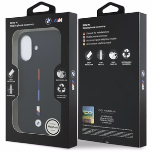 BMW M Silicon Tricolor Line MagSafe macins iPhone 17 - melns