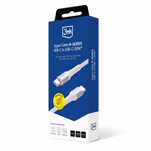 3mk Hyper Cable N-SERIES USB-C / USB-C 1m 20V/5A 100W kabelis - balts