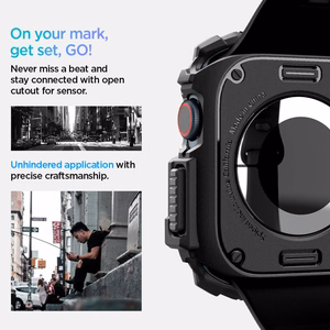 Чехол Spigen Rugged Armor для Apple Watch 10 (42mm) - чёрный