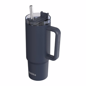Quokka Stream nerūsējošā tērauda termokrūze ar salmiņu, 950 ml, Grafīta