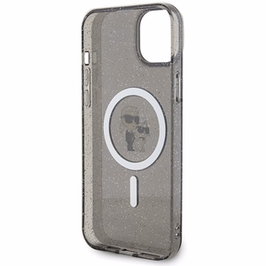 Viedtālruņa apvalks Karl Lagerfeld Karl&Choupette Glitter Magnētiskais MagSafe iPhone 15 Plus - melns (m)