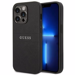 Guess Saffiano siksniņas viedtālruņa apvalks iPhone 14 Pro - melns