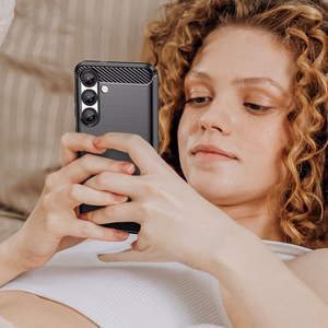 Карбоновый гибкий силиконовый чехол для Xiaomi 14T - чёрный