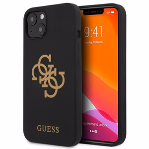 Guess Silikona 4G Logotipa Apvalks iPhone 13 - Melns