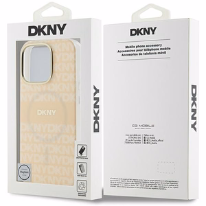 DKNY Atkārtots tekstūras raksts un svītra magnētiskais iPhone 16 Pro viedtālruņa apvalks - rozā