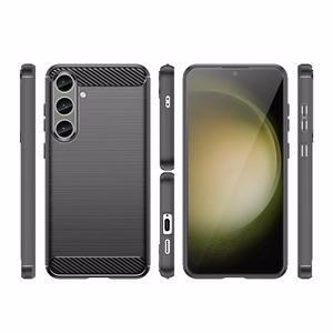 Apvalks Carbon apvalks Samsung Galaxy S24+ elastīgs silikona oglekļa vāks - melns