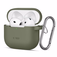 Tech-Protect silikona apvalks ar āķi AirPods 4 - zaļš