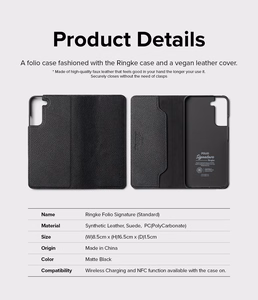 Ringke Folio Signature atverams ādas apvalks Samsung Galaxy S22 + (S22 Plus) melns (FSS118R262)