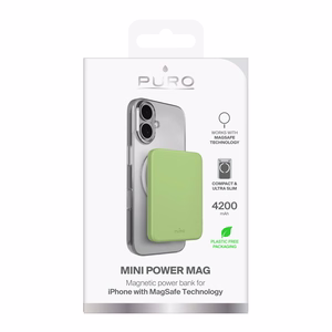 Puro 4200mAh Ultra-Thin MagSafe USB-C saderīga barošanas banka - zaļa krāsā