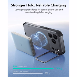 ESR Cyber Tough MagSafe maciņš ar statīvu iPhone 18 Pro Max / 17 Pro Max, pelēks