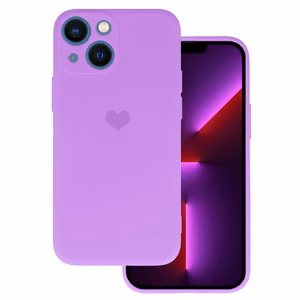 Vennus Silicone Heart Case for iPhone 14 Plus design 1 purple