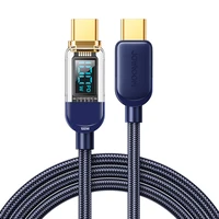 Joyroom A4 USB-C / USB-C 100W 1.2m kabelis ar digitālo indikatoru - zils