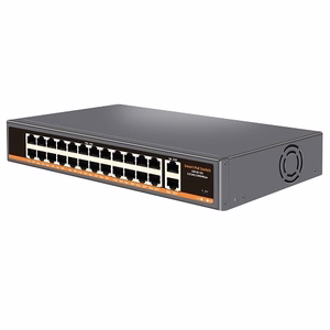 PoE komutators 24 portu 100Mbps +2G augšup