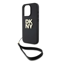 DKNY Viedtālruņa apvalks ar siksniņu un logotipu iPhone 15 Pro - melns