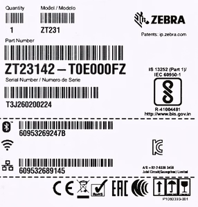 Zebra ZT231 – termopārneses etiķešu printeris, 203 × 203 dpi, 305 mm/s, vadu un bezvadu ar Ethernet un Bluetooth