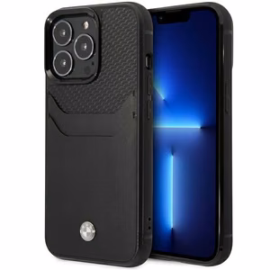 Viedtālruņa apvalks BMW BMHCP14X22RSEPK iPhone 14 Pro Max 6.7" melns/melns ādas kartes slots