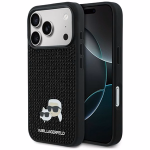 Karl Lagerfeld Rhinestones Karl&Choupette piespraudņu futrālis iPhone 17 Pro - Melns