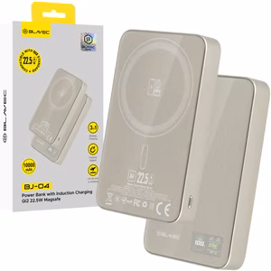 Blavec Portatīvais lādētājs 10000mAh BJ-04 Plāns 13,5mm - Type C - 22,5W magnētiskā Magsafe 3 in 1 (PBBJ04-MC10GD) zelta stikls
