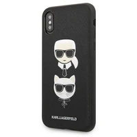 Karl Lagerfeld Saffiano Karl&Choupette Head viedtālruņa apvalks iPhone X/XS - melns