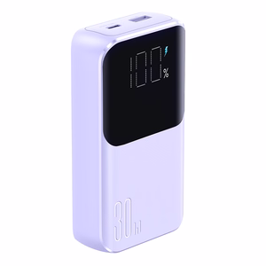 Joyroom JR-PBC07 20000mAh 30W мини пауэрбанк с кабелями USB-C и Lightning - фиолетовый