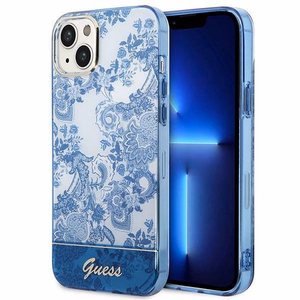 Guess GUHCP14MHGPLHB iPhone 14 Plus 6.7 "zils/zils cietais apvalks Porcelain Collection