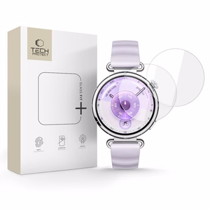 Tech-Protect Glass Fit+ 2 gabalu rūdītā stikla komplekts Huawei Watch GT 6 41mm pulkstenim - caurspīdīgs