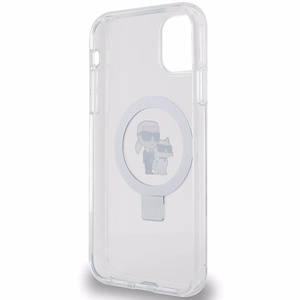 Karl Lagerfeld KLHMN61HMRSKCH iPhone 11 / Xr 6.1" balts/balts cietais apvalks ar gredzena statīvu Karl&Choupette Magnētiskais