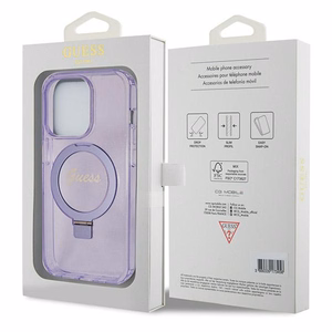 Guess Ring Stand Script Glitter MagSafe чехол для iPhone 13 Pro / 13 - фиолетовый
