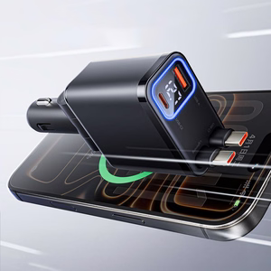Orico Twin Reach 45W USB-A + USB-C auto lādētājs ar diviem izvelkamiem USB-C kabeļiem - melns