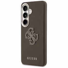 Guess maciņš Grained Big 4G Metal Logo priekš Samsung Galaxy S26 Plus brūns