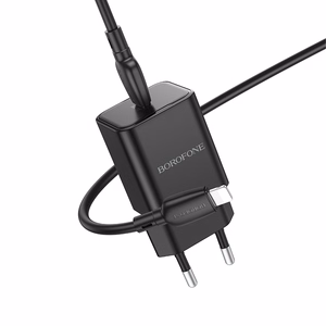 Borofone Sienas lādētājs BN13 Safety GaN - Type C - PD 30W ar Type C uz Lightning kabeli melns