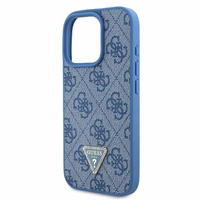 Guess Ādas Metāla Logotipa Strass Pārnēsājamais viedtālruņa apvalks iPhone 16 Pro Max - zila