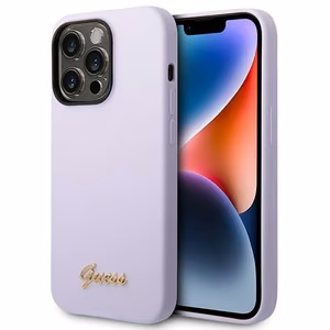 Guess GUHCP14XSLSMU iPhone 14 Pro Max 6.7" violets cietais silikona viedtālruņa apvalks Vintage Gold Logo
