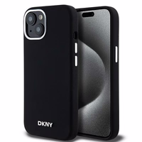 DKNY DKHMP15SSMCHLK iPhone 15 / 14 / 136.1" melns maciņš Liquid Silicone Small Metal Logo MagSafe