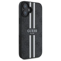 Guess 4G Printed Stripes Magnētiskais viedtālruņa apvalks iPhone 16 - melns