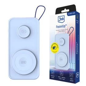 3mk PastelUp 10000mAh 22.5W USB 1A1C Bezvadu Portatīvais lādētājs (m) - zils