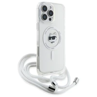 Karl Lagerfeld IML Choupette galva un aukla MagSafe iPhone 16 Pro viedtālruņa apvalks - caurspīdīgs