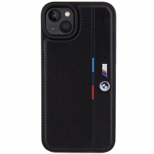 BMW perforēts trīskrāsu līnijas viedtālruņa apvalks iPhone 15 Plus / 14 Plus - melns