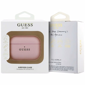 Guess Grained Classic Logo Maciņš for AirPods Pro 3 - rozā