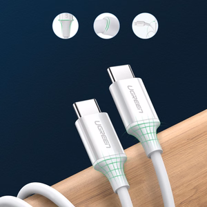 Ugreen US264 60518 USB-C / USB-C PD QC AFC kabelis 1m - balts