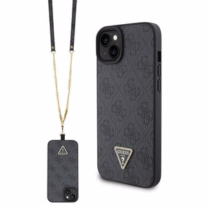 Guess GUHCP15SP4TDSCPK iPhone 15 6.1" melns/melns cietais viedtālruņa apvalks Crossbody 4G Metal Logo