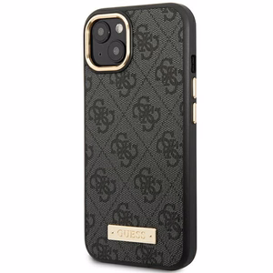 Guess GUHMP14MU4GPRK iPhone 14 Plus 6.7 "melns / melns cietais apvalks 4G logotipa plāksne Magnētiskais