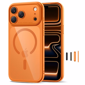 Tech-Protect Magpeak Magsafe CC futrālis iPhone 17 Pro - caurspīdīgi oranžs