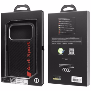 Audi R8 Oglekļa šķiedras Magnētiskais viedtālruņa apvalks iPhone 17 Pro - melns
