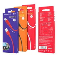USB kabelis Borofone BX30 Lightning 1,0 m silikona balts