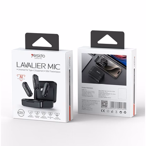 YESIDO KR16 MICROPHONE MEMS 2PCS LIGHTNING, BEZVADU 2.4GHZ melns