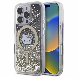 Hello Kitty Šķidrais Spīdums Fever Magnētiskais Viedtālruņa apvalks iPhone 16 Pro Max - Zelta